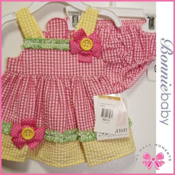 Bonnie Baby Other - For Cheala New Bonnie Baby Pink Check Searsucker Set